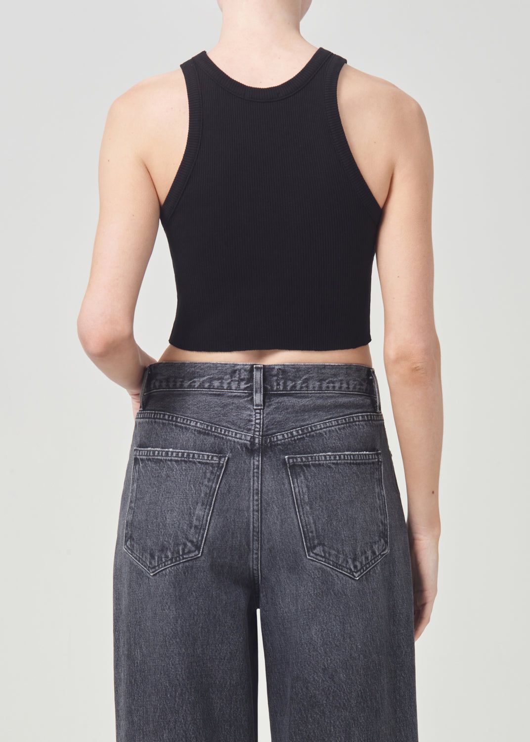 Hauts Agolde Cropped Bailey Tank Femme Noir | KWUDN-9536