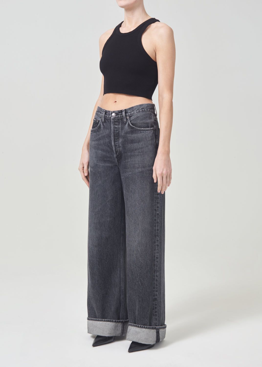 Hauts Agolde Cropped Bailey Tank Femme Noir | KWUDN-9536