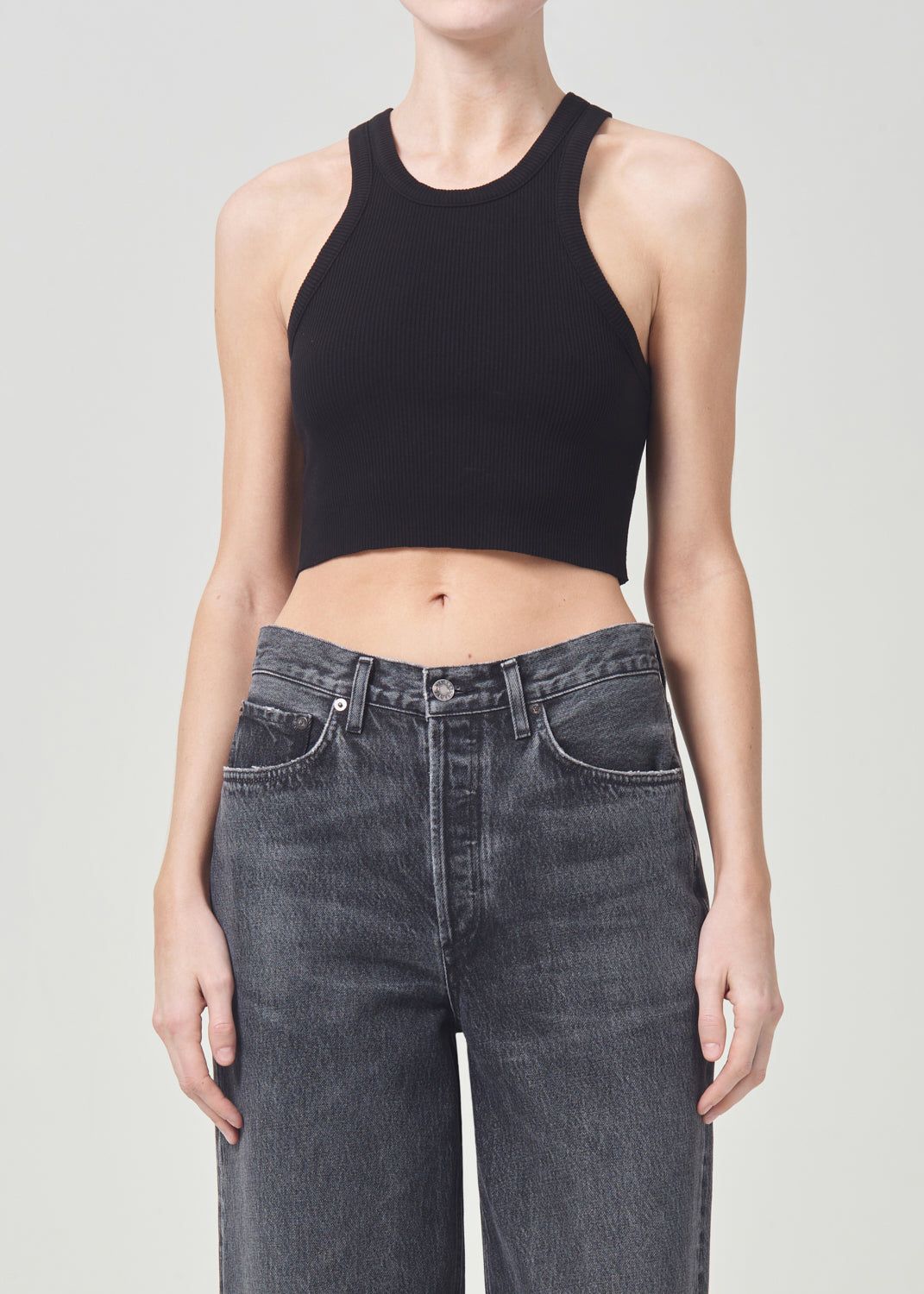 Hauts Agolde Cropped Bailey Tank Femme Noir | KWUDN-9536