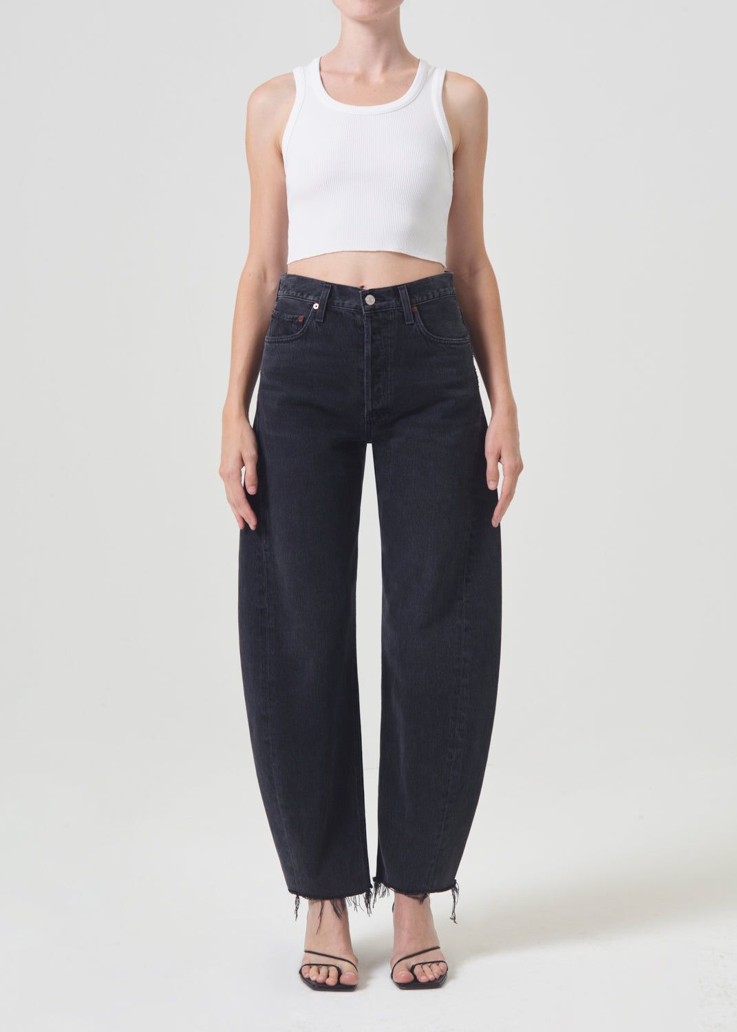 Hauts Agolde Cropped Poppy Tank Femme Blanche | GRUSK-7805