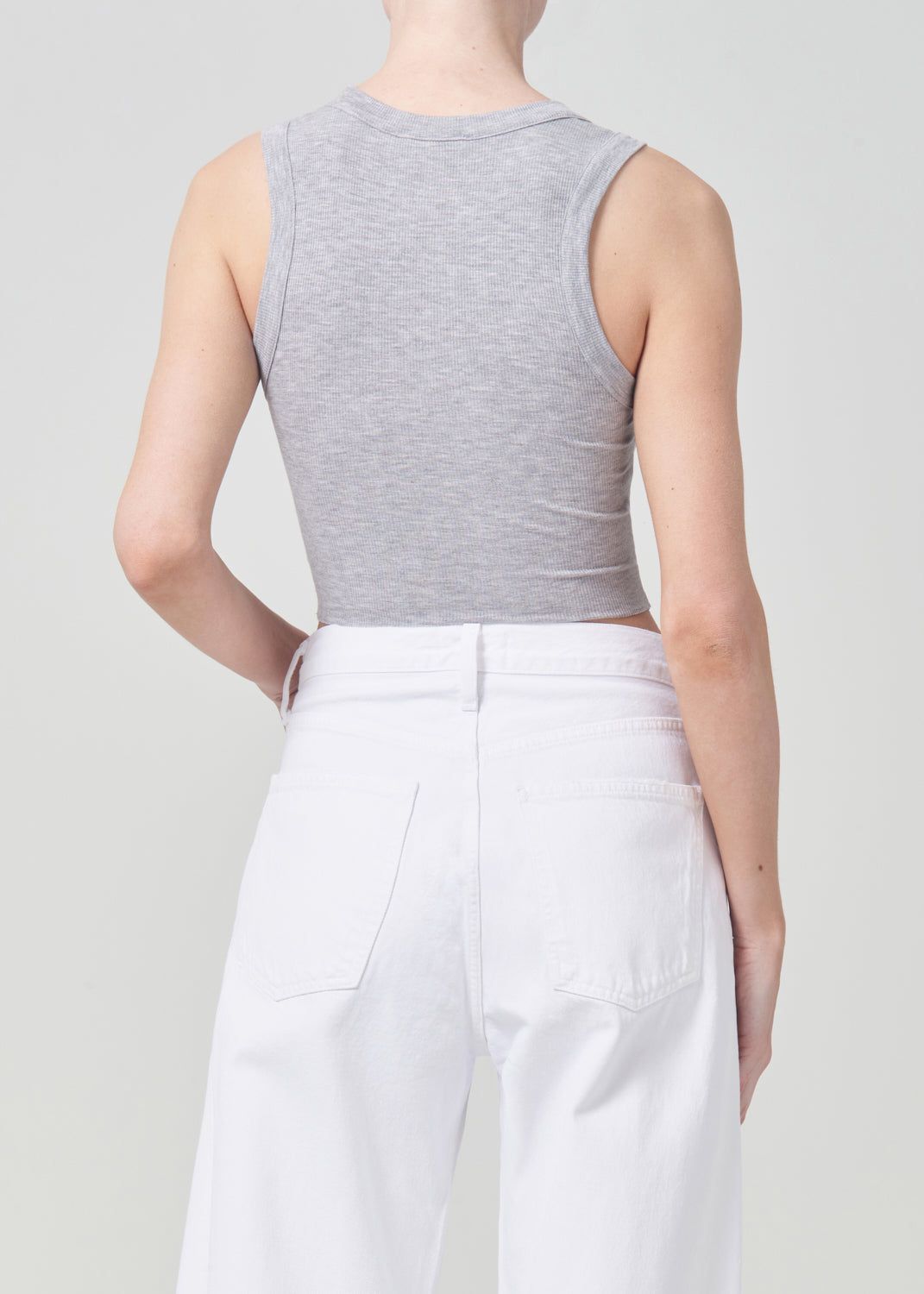 Hauts Agolde Cropped Poppy Tank Femme Grise | FXEJS-7035