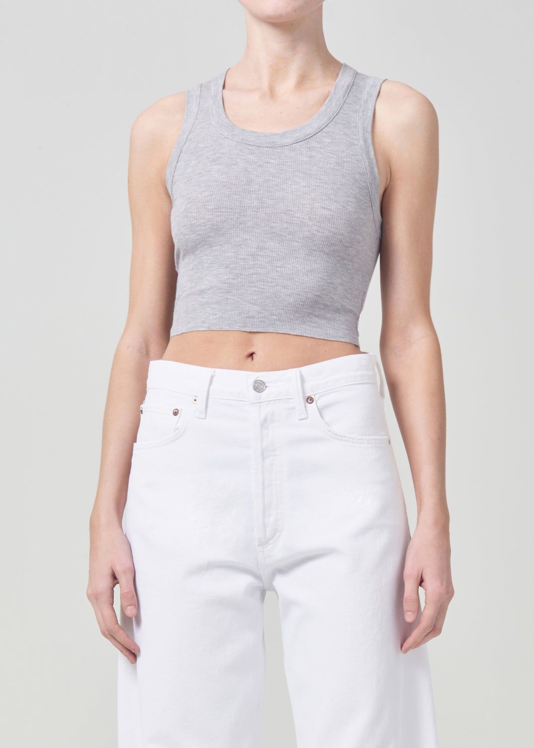 Hauts Agolde Cropped Poppy Tank Femme Grise | FXEJS-7035