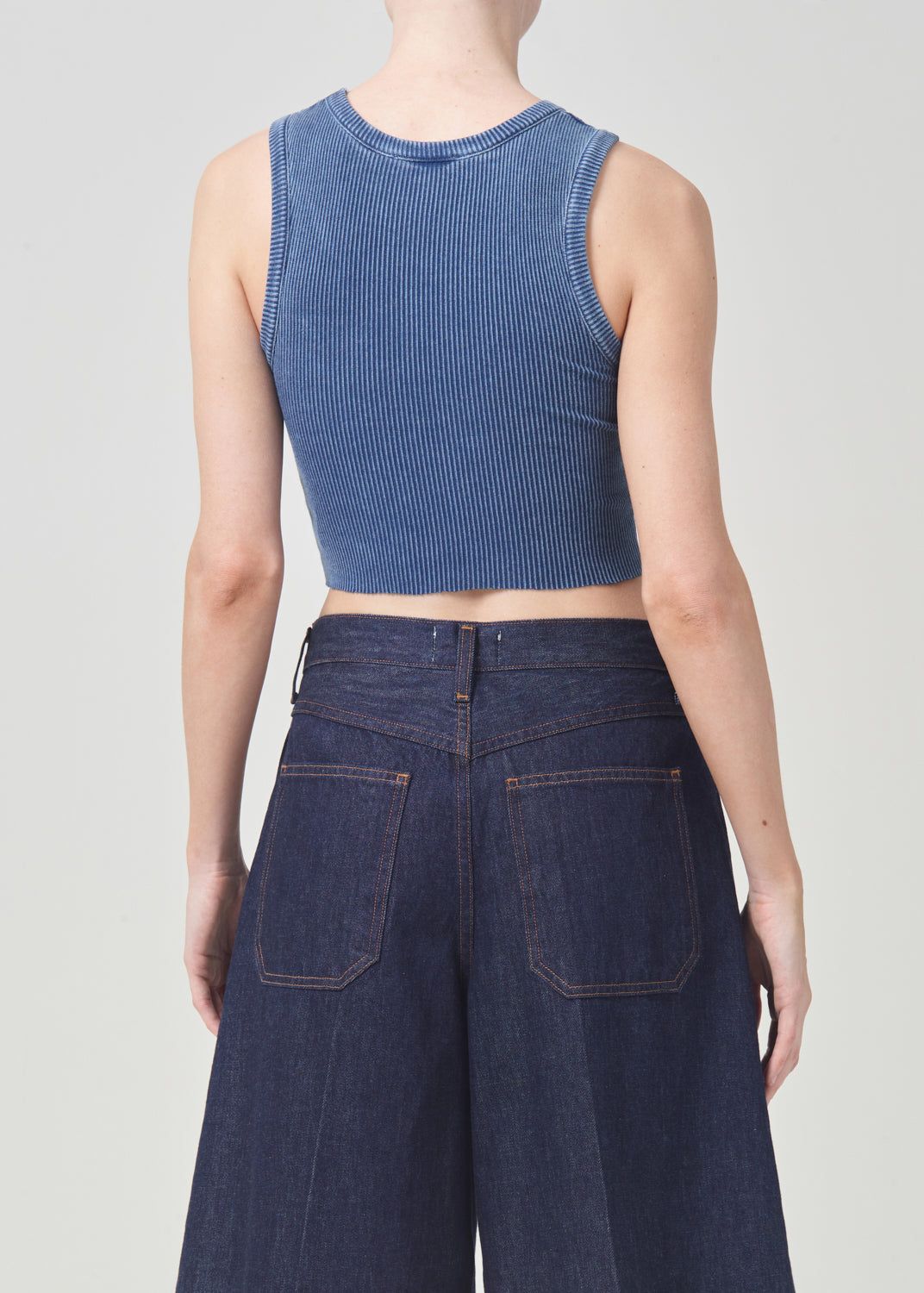 Hauts Agolde Cropped Poppy Tank Femme Indigo | LDKHN-4256