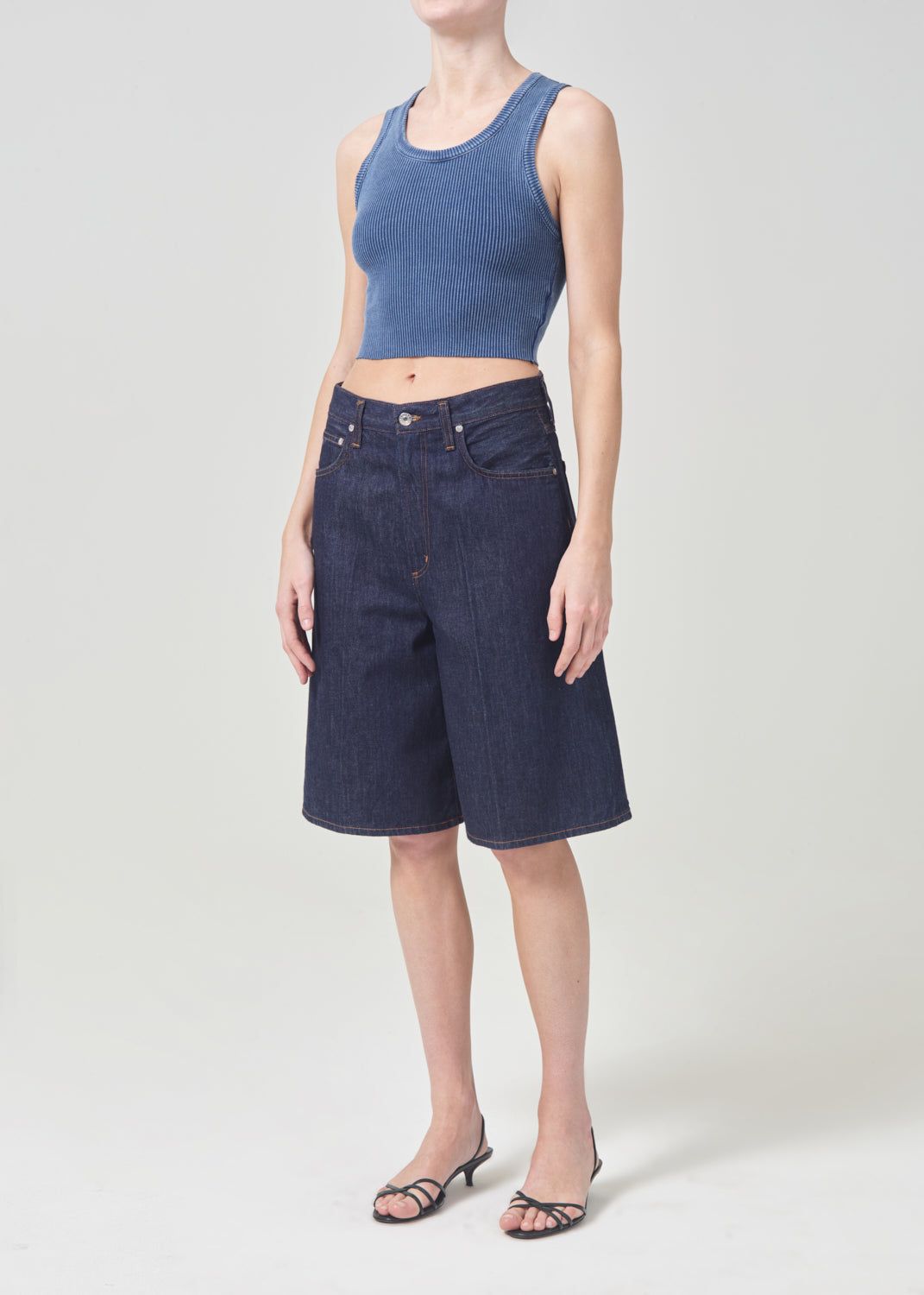 Hauts Agolde Cropped Poppy Tank Femme Indigo | LDKHN-4256