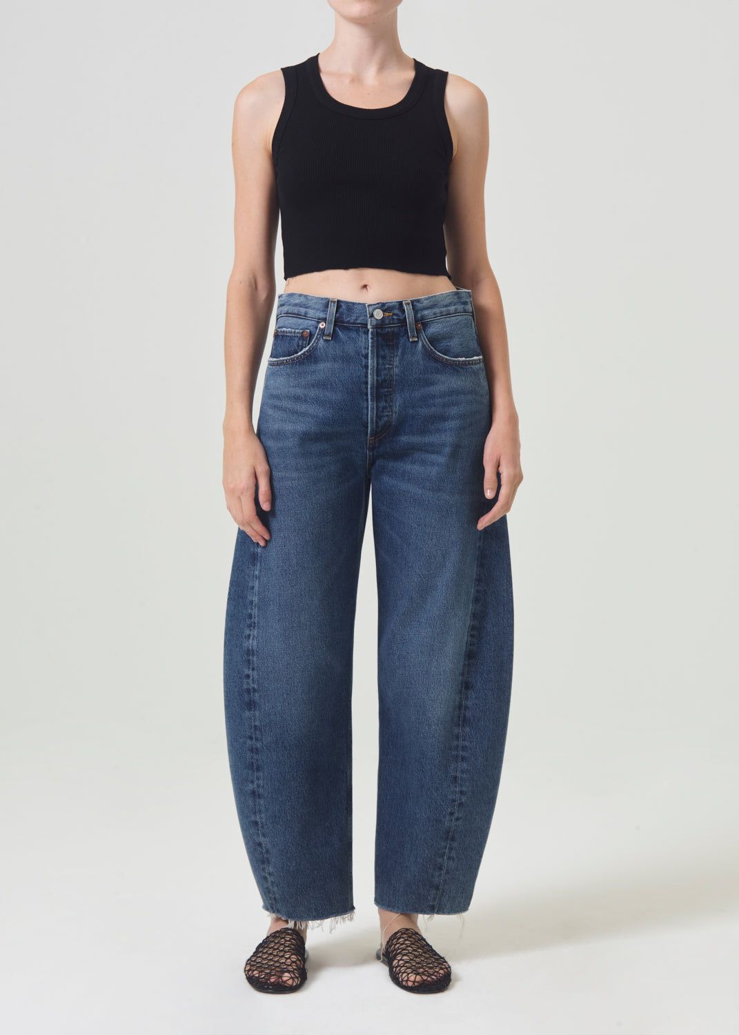 Hauts Agolde Cropped Poppy Tank Femme Noir | LIXSV-2614