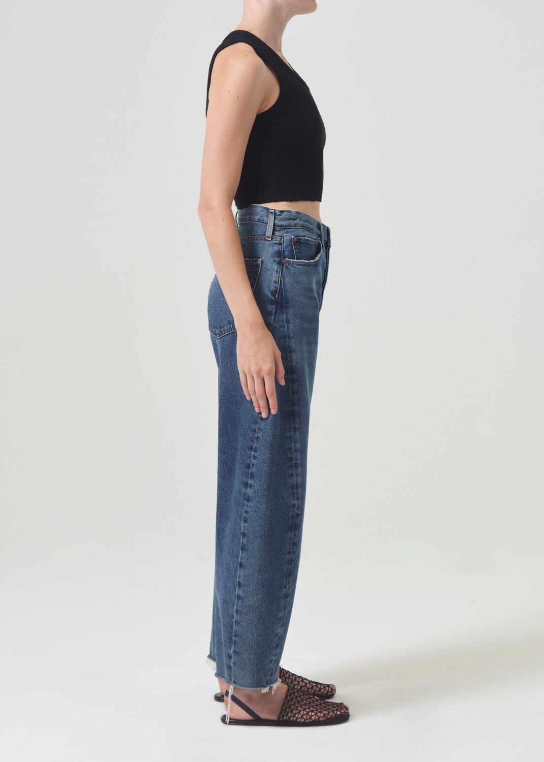 Hauts Agolde Cropped Poppy Tank Femme Noir | LIXSV-2614