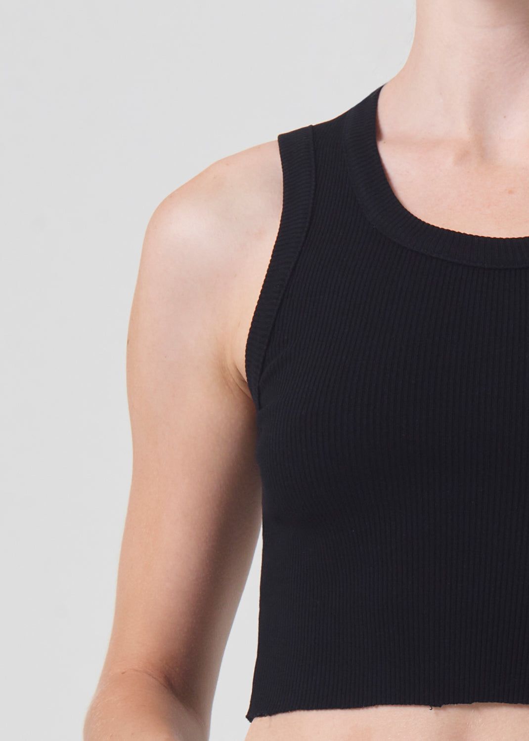 Hauts Agolde Cropped Poppy Tank Femme Noir | LIXSV-2614