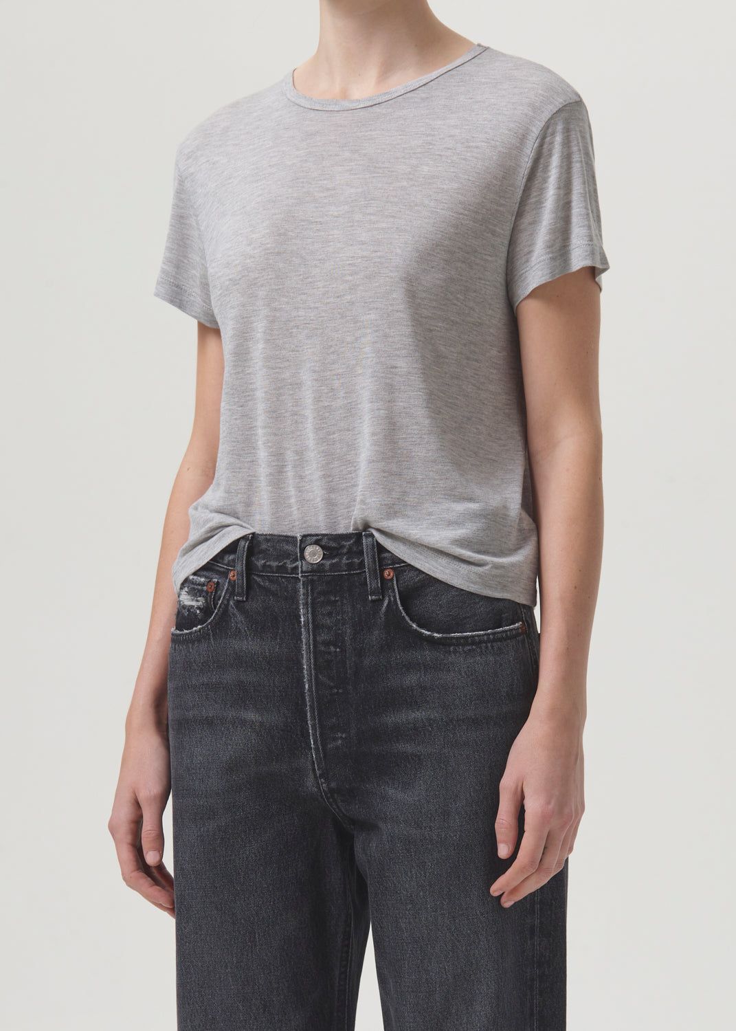 Hauts Agolde Drew Tee Femme Grise | ZESMJ-7502