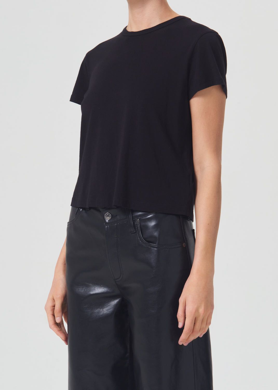 Hauts Agolde Drew Tee Femme Noir | QDKHO-4273