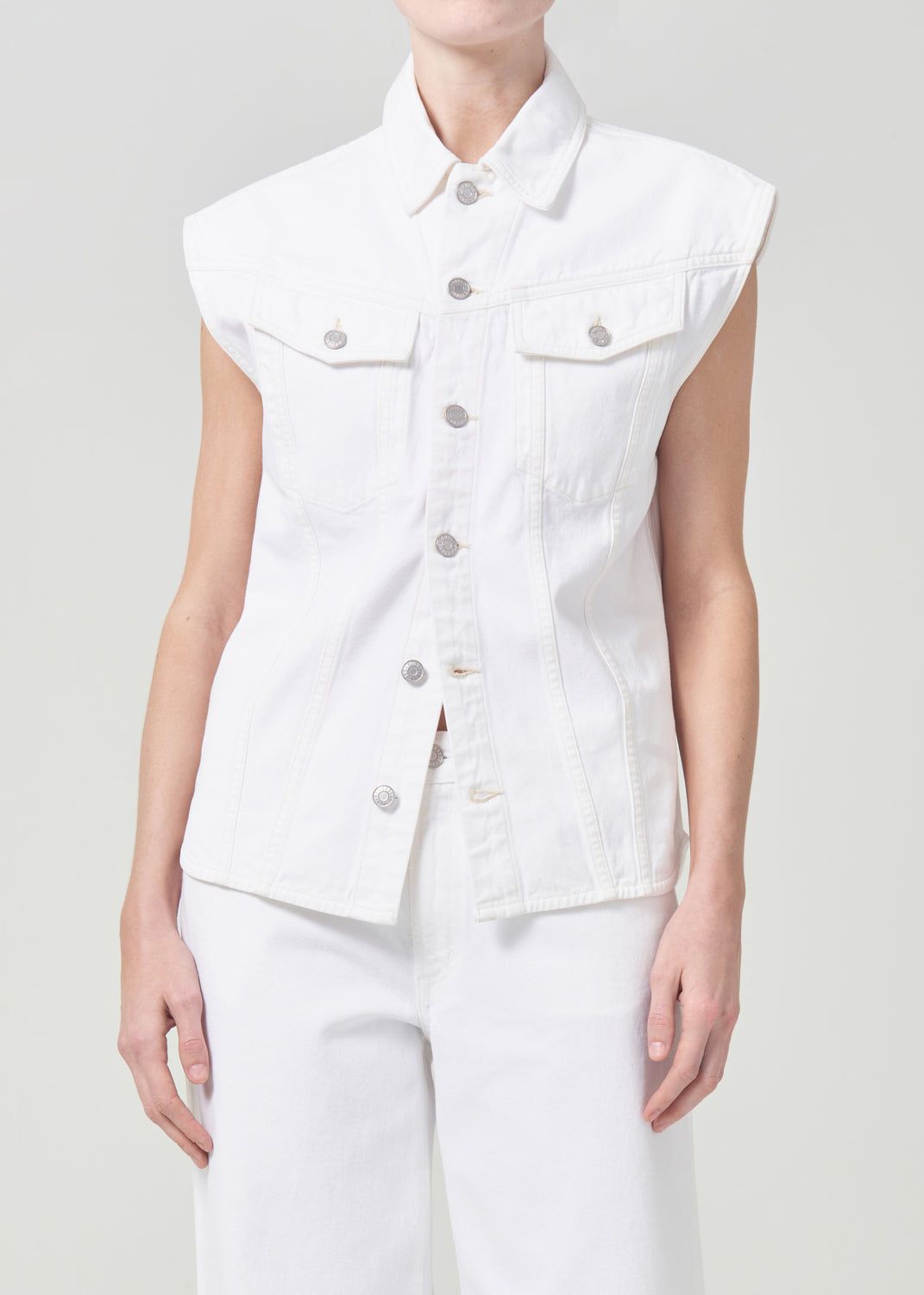 Hauts Agolde Evan Shirt Femme Milkshake | TWPSA-8164