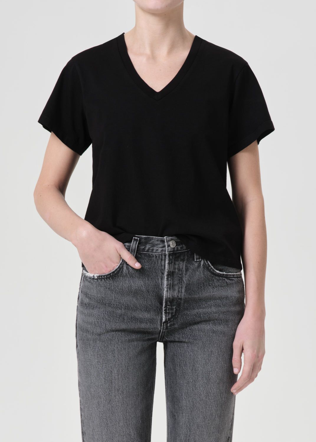 Hauts Agolde Jones T-Shirt Femme Noir | MVIKS-7430