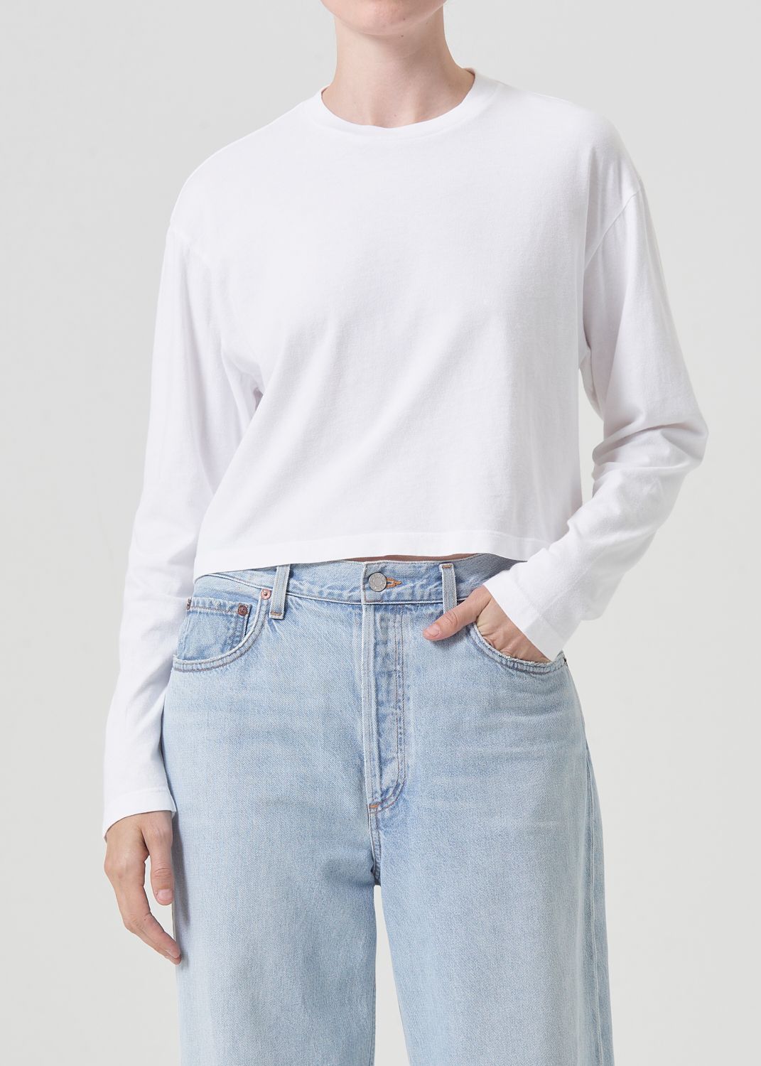 Hauts Agolde Mason Crop Tee Femme Blanche | INKZF-2318