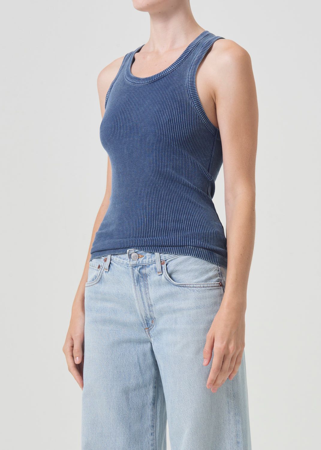 Hauts Agolde Poppy Tank Femme Indigo | YSXZJ-1093