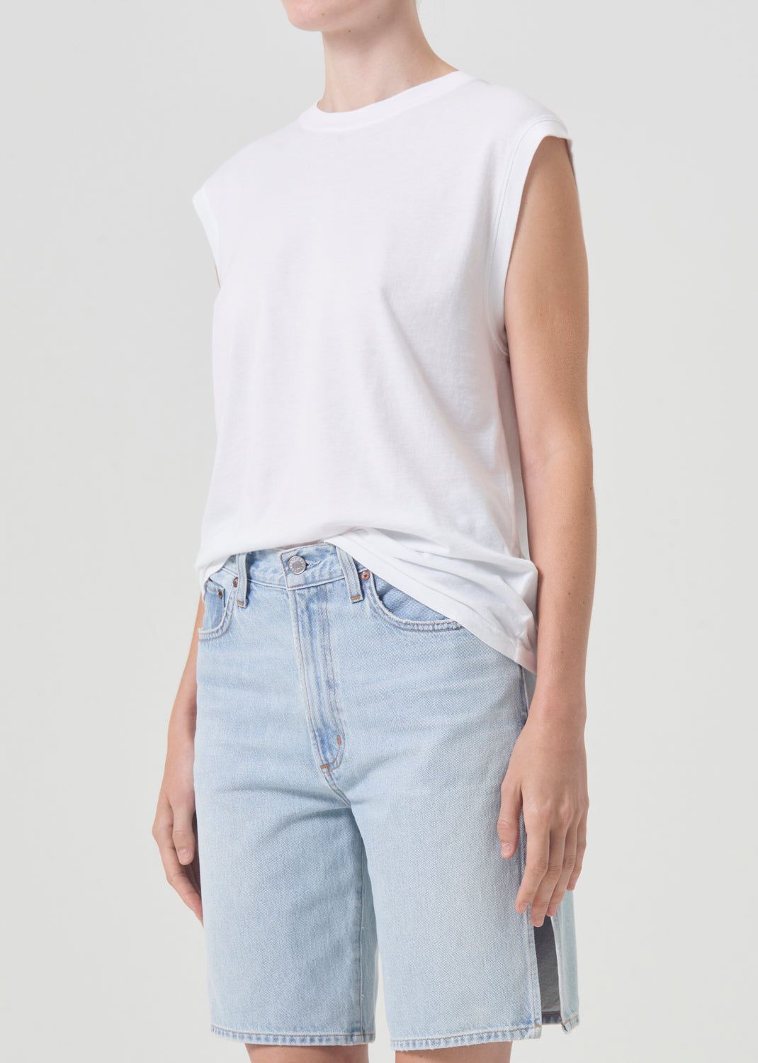 Hauts Agolde Raya Muscle Tee Femme Blanche | TKUFV-9832