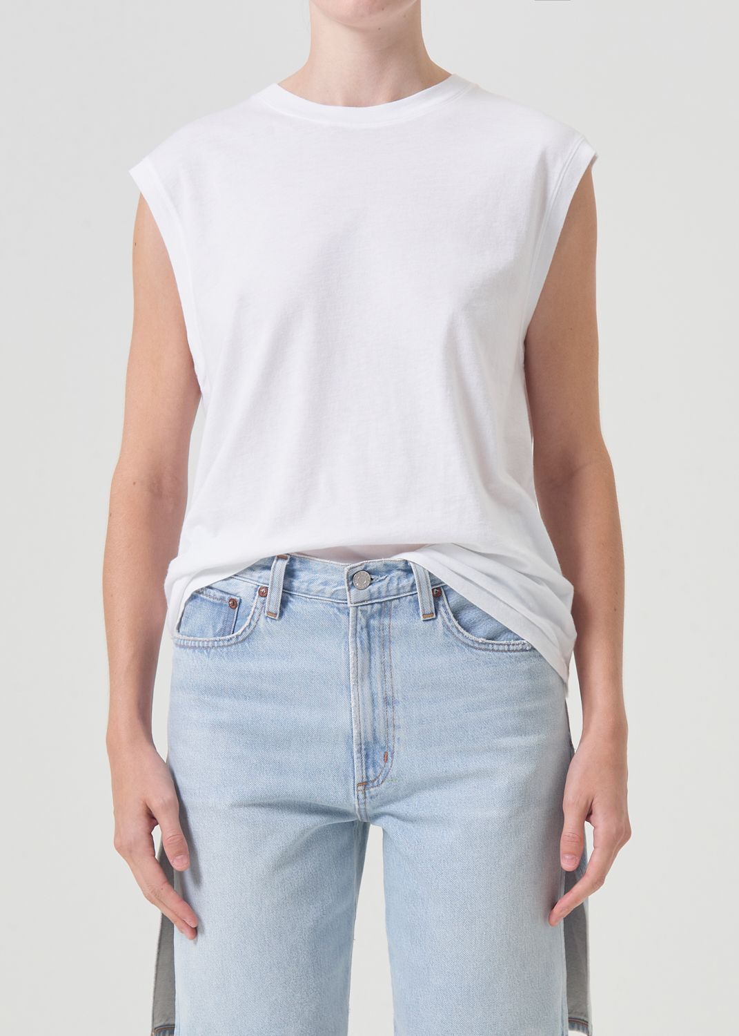 Hauts Agolde Raya Muscle Tee Femme Blanche | TKUFV-9832