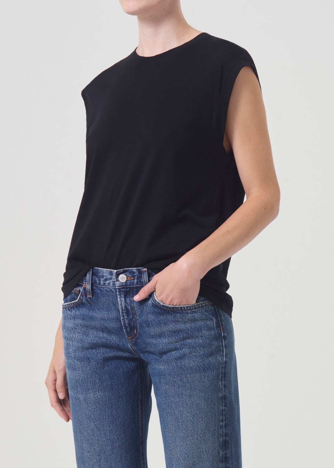 Hauts Agolde Raya Muscle Tee Femme Noir | EJPWT-0541