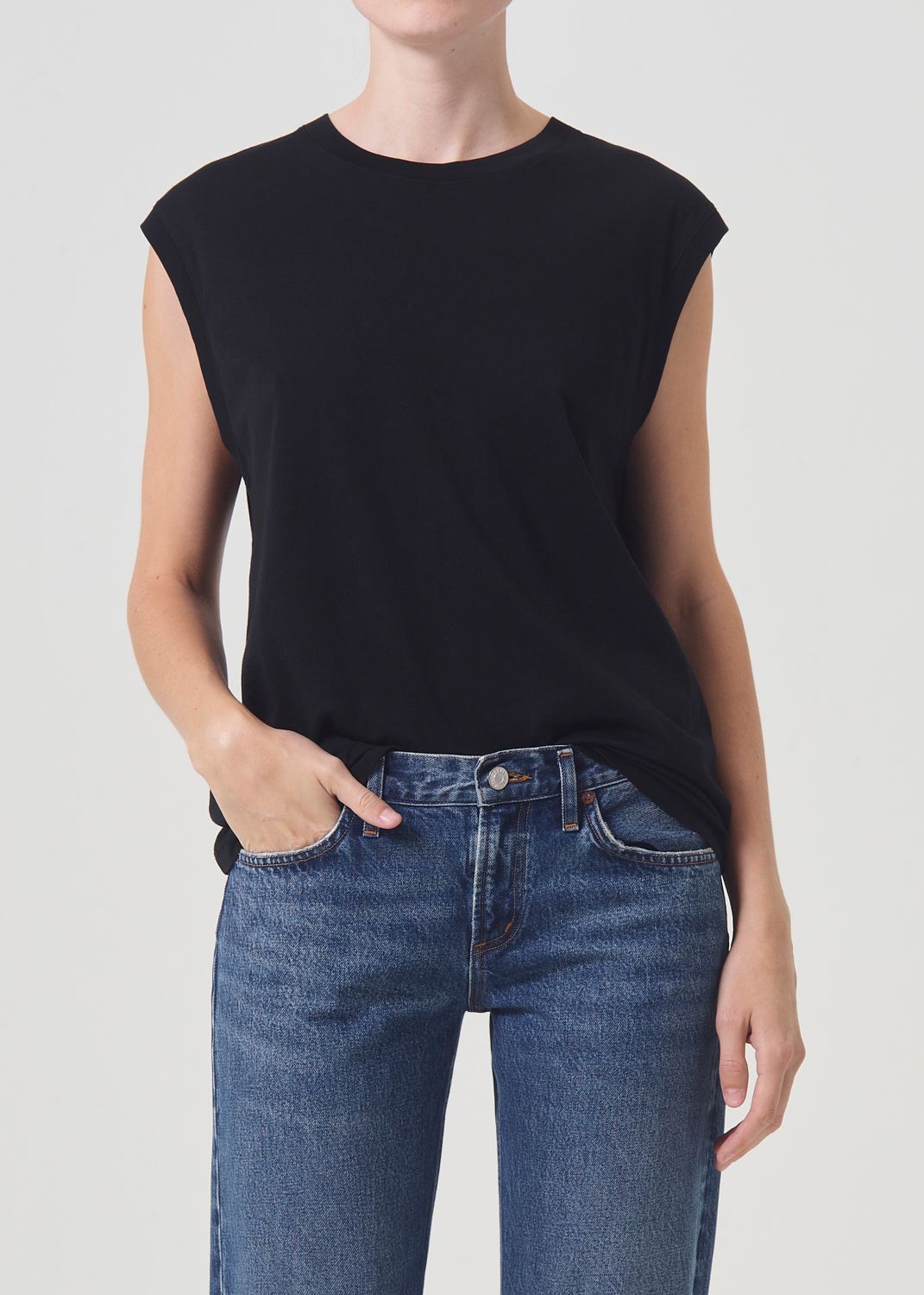 Hauts Agolde Raya Muscle Tee Femme Noir | EJPWT-0541