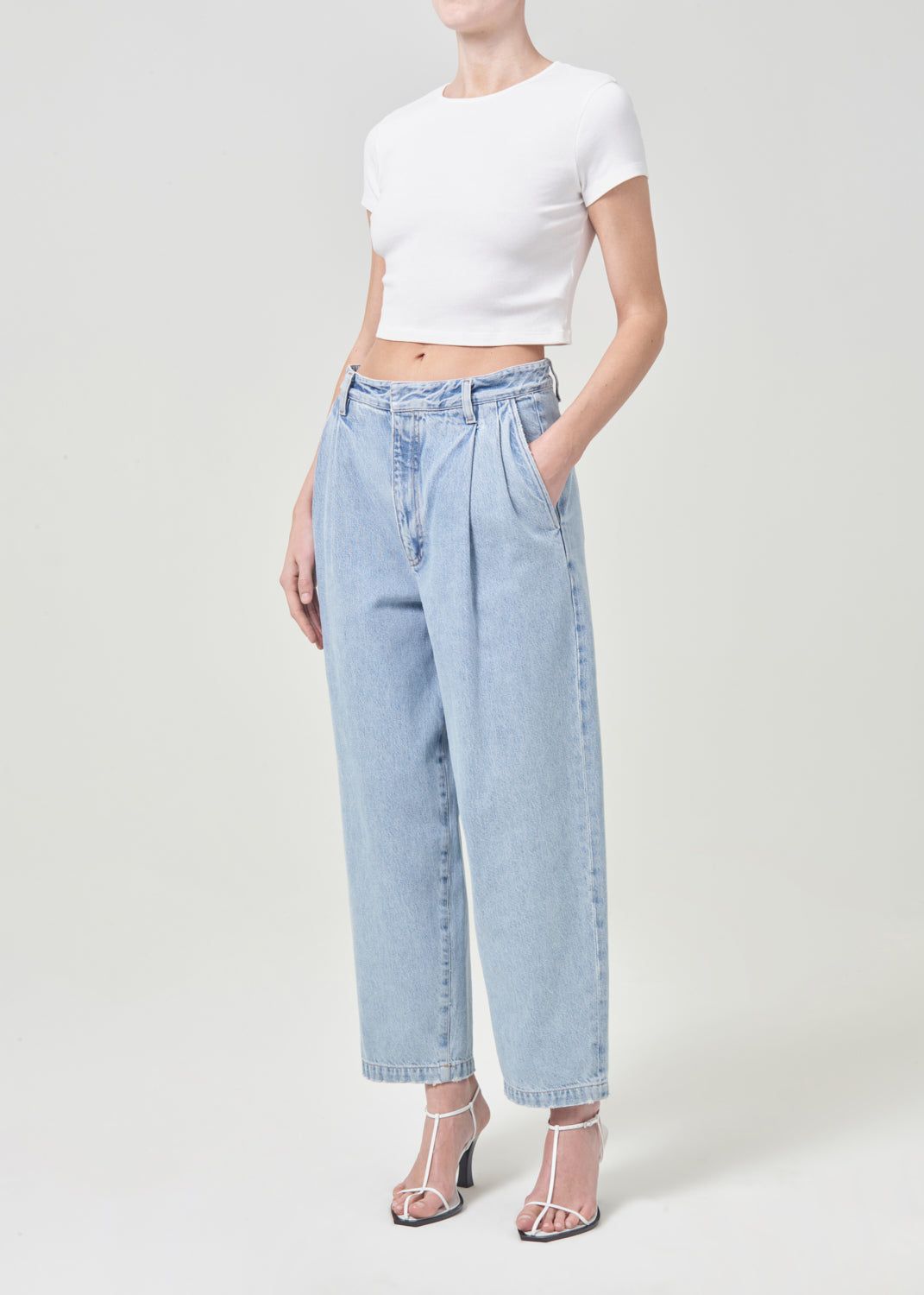 Hauts Agolde Savannah Tee Femme Blanche | JXEZI-3164