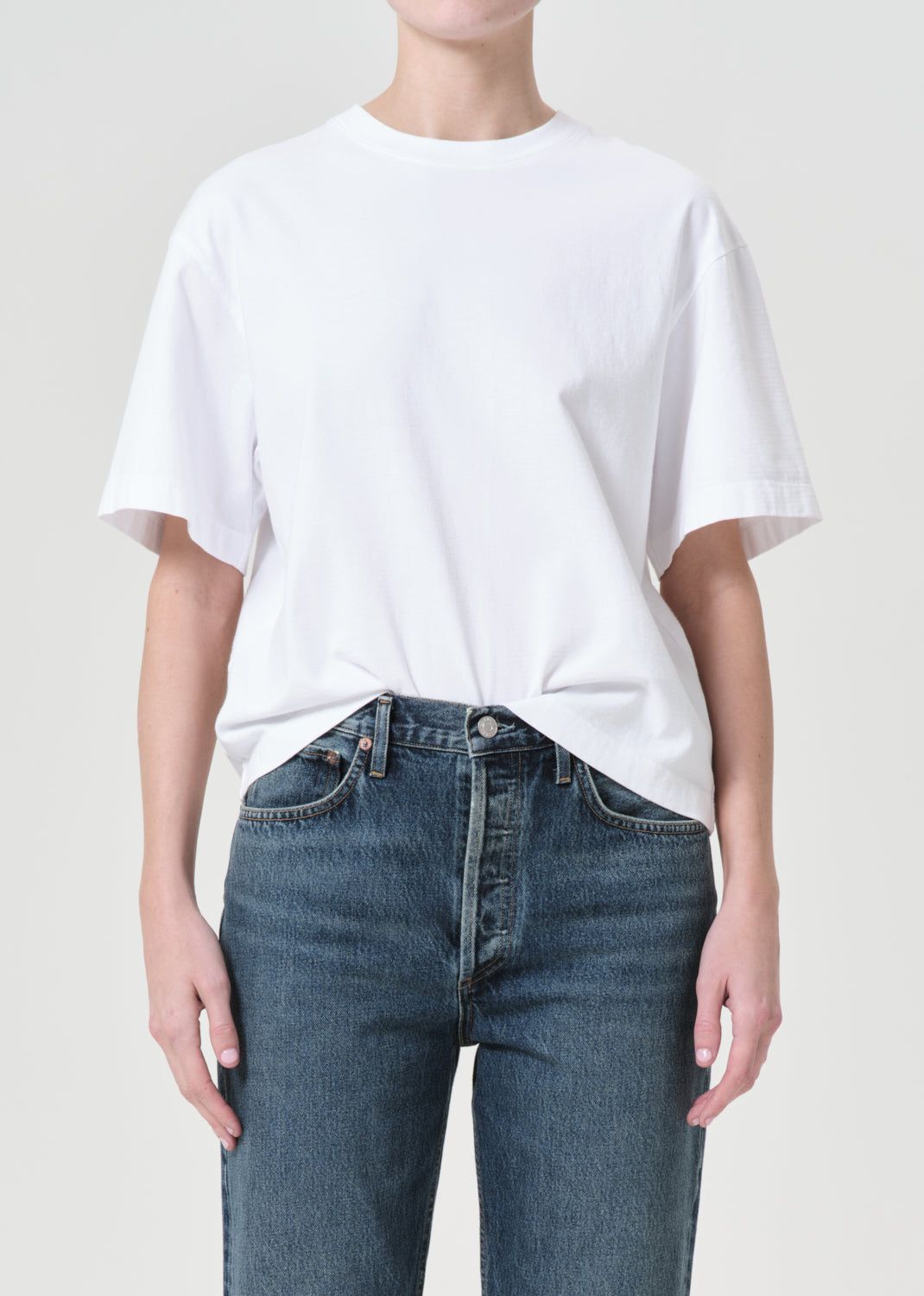 Hauts Agolde Sulma Drop Shoulder Tee Femme Blanche | HGDIC-1932
