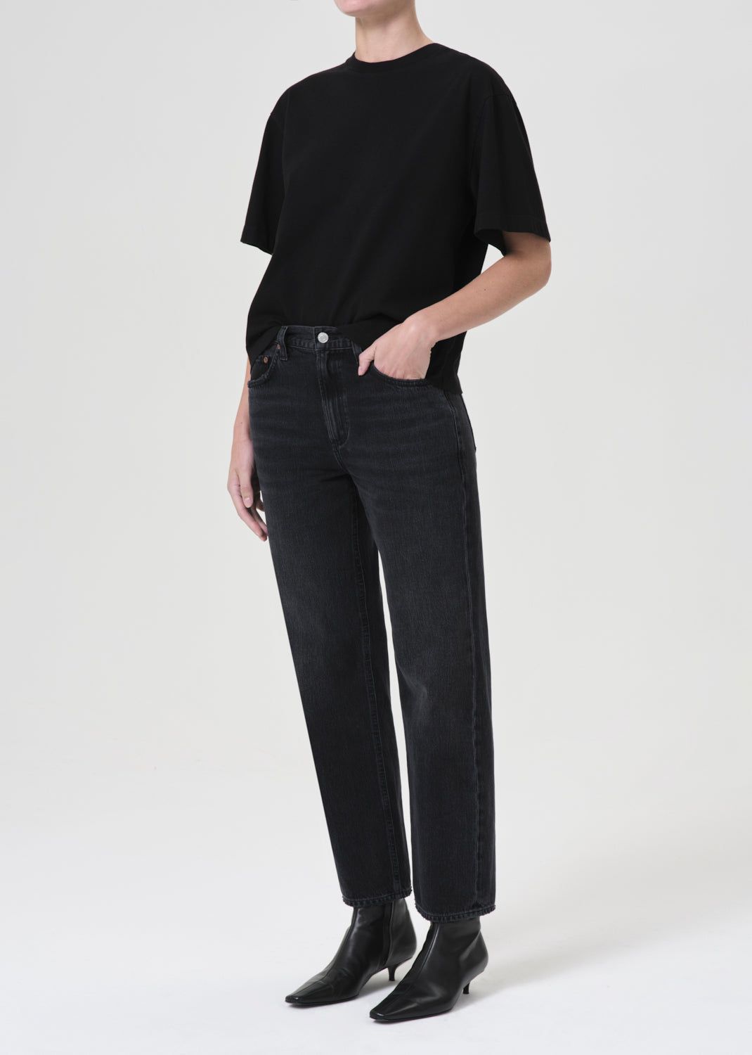 Hauts Agolde Sulma Drop Shoulder Tee Femme Noir | DZCAN-6501