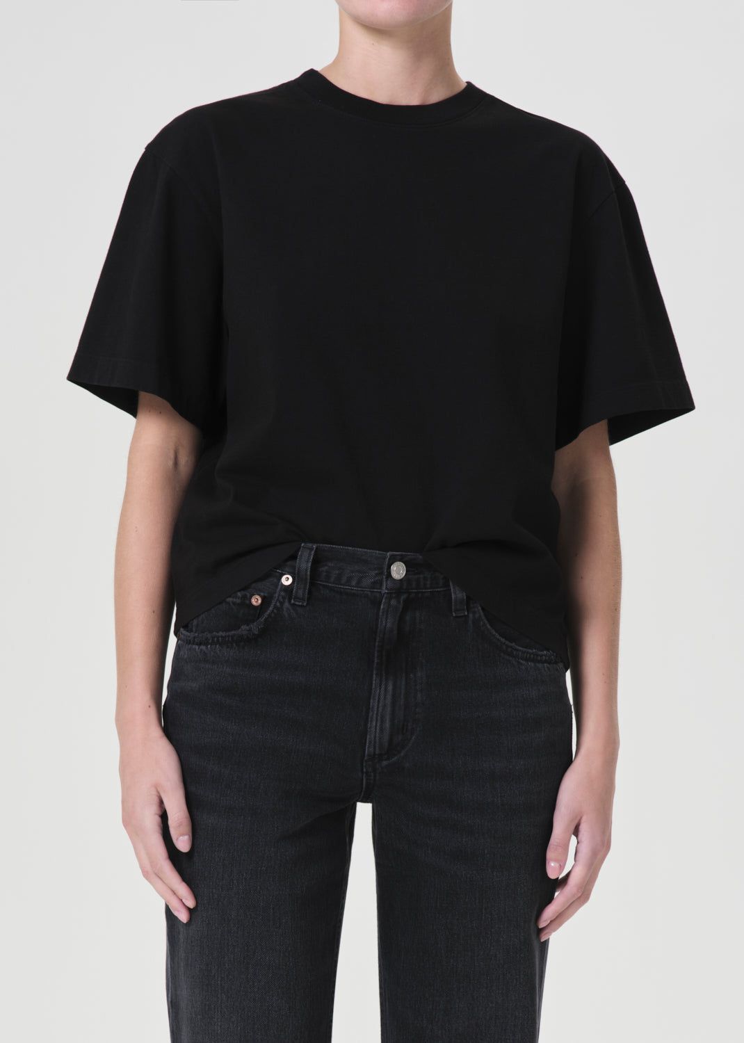 Hauts Agolde Sulma Drop Shoulder Tee Femme Noir | DZCAN-6501