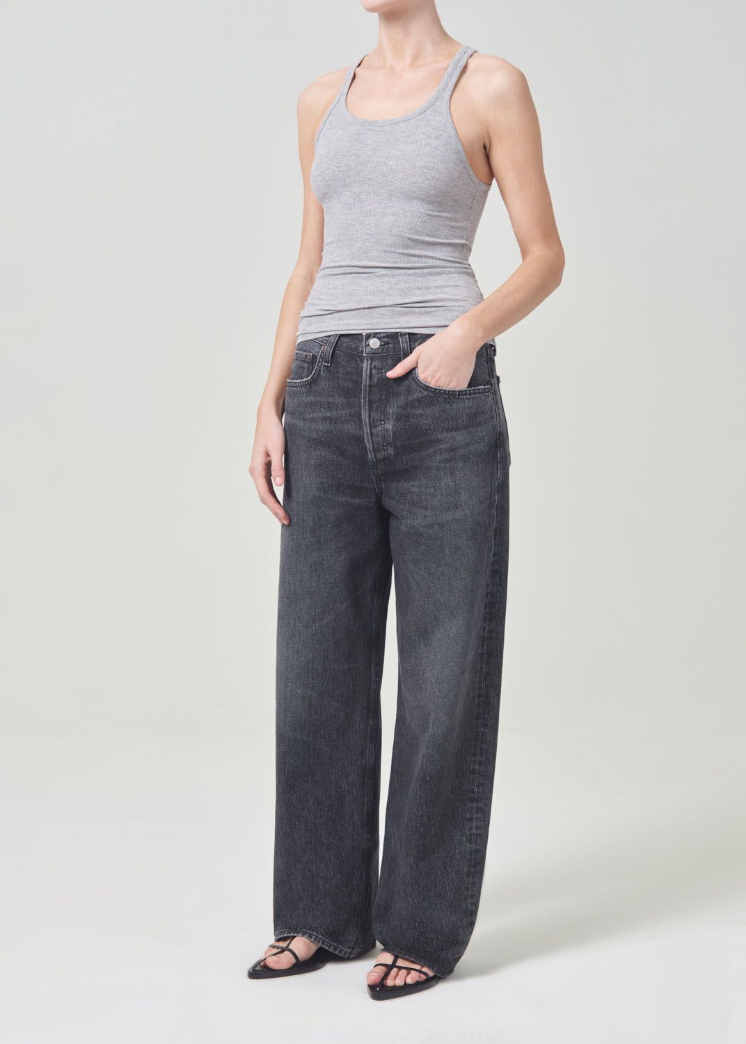Hauts Agolde Zane Tank Femme Grise | FIPHY-3781