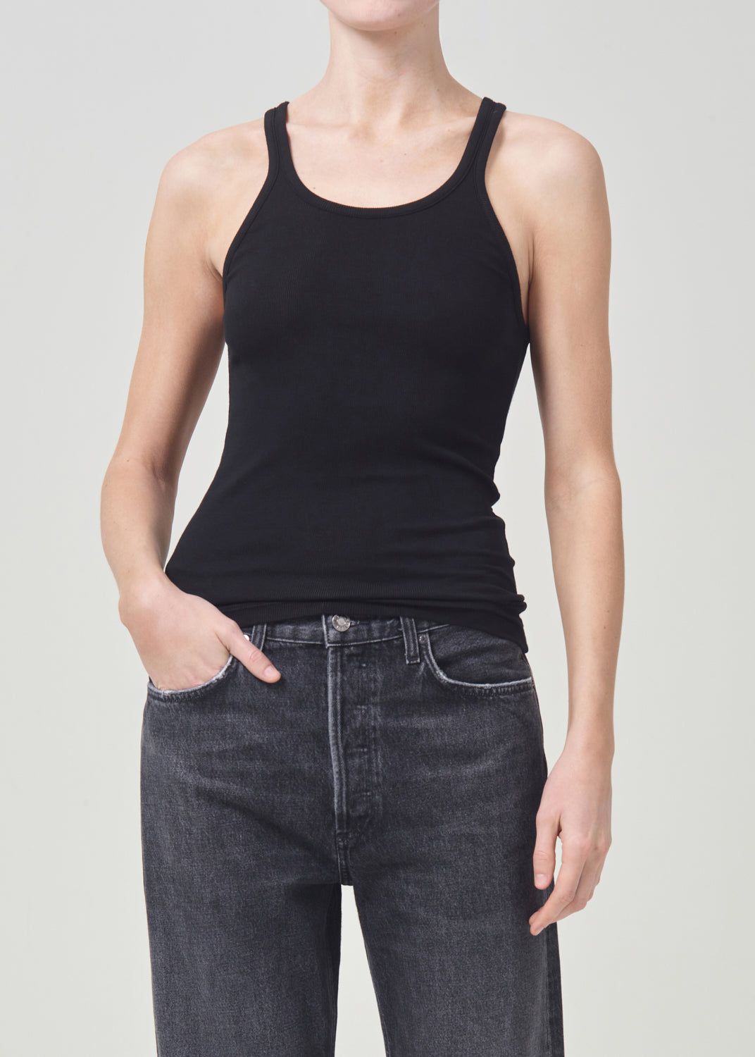 Hauts Agolde Zane Tank Femme Noir | TXFHM-1327