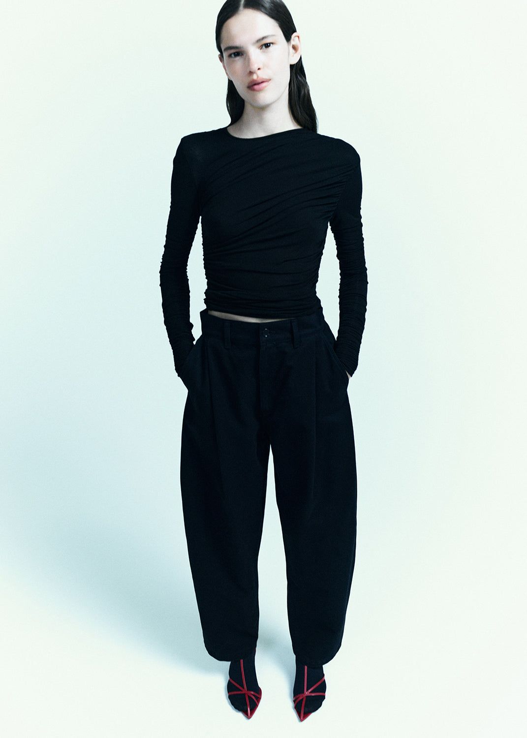 Pantalon Agolde Danika Chino Femme Noir | UOKJV-6048