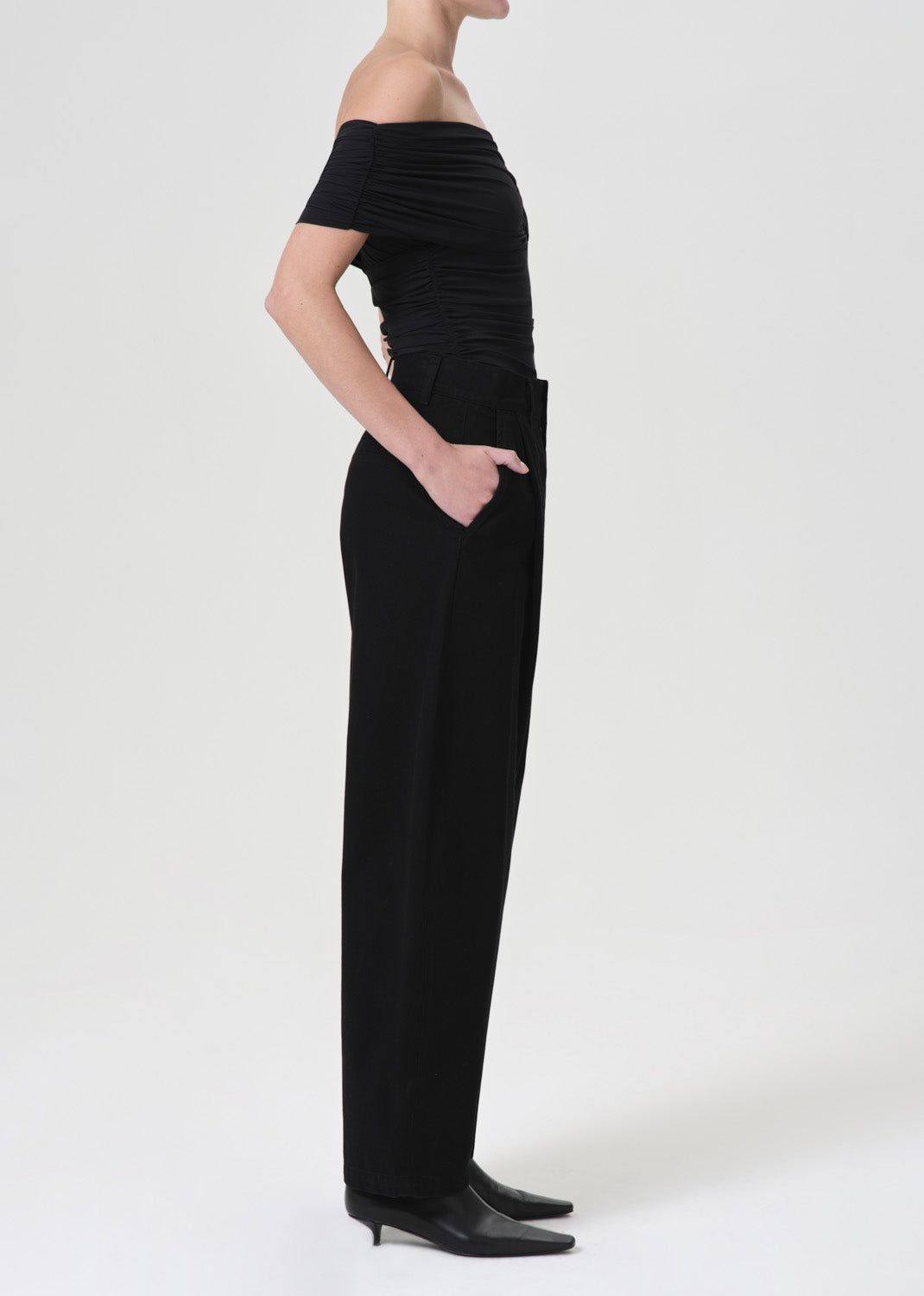 Pantalon Agolde Danika Chino Femme Noir | UOKJV-6048