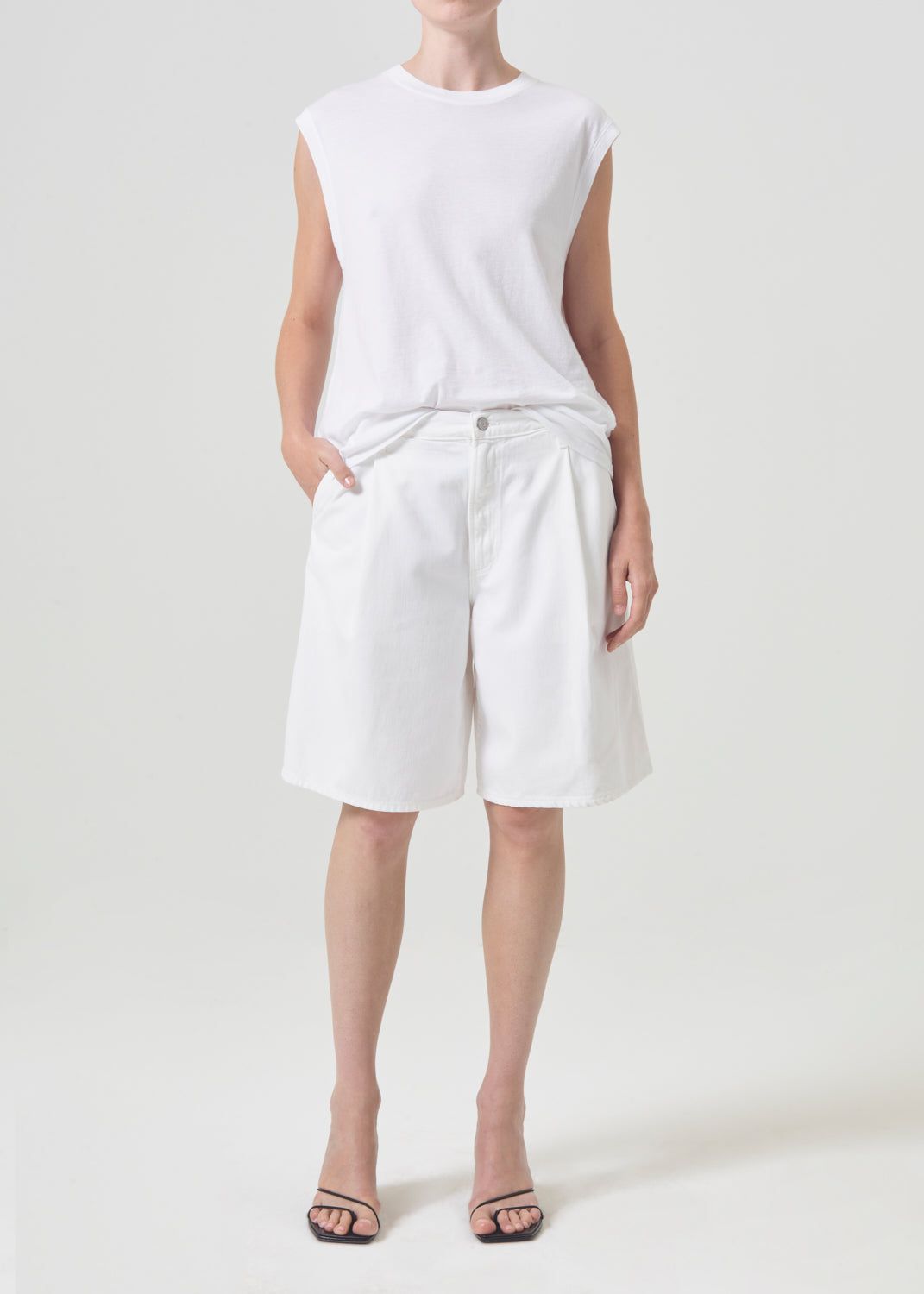 Short Agolde Ellis Trouser Short Femme Milkshake | PCSDX-4170