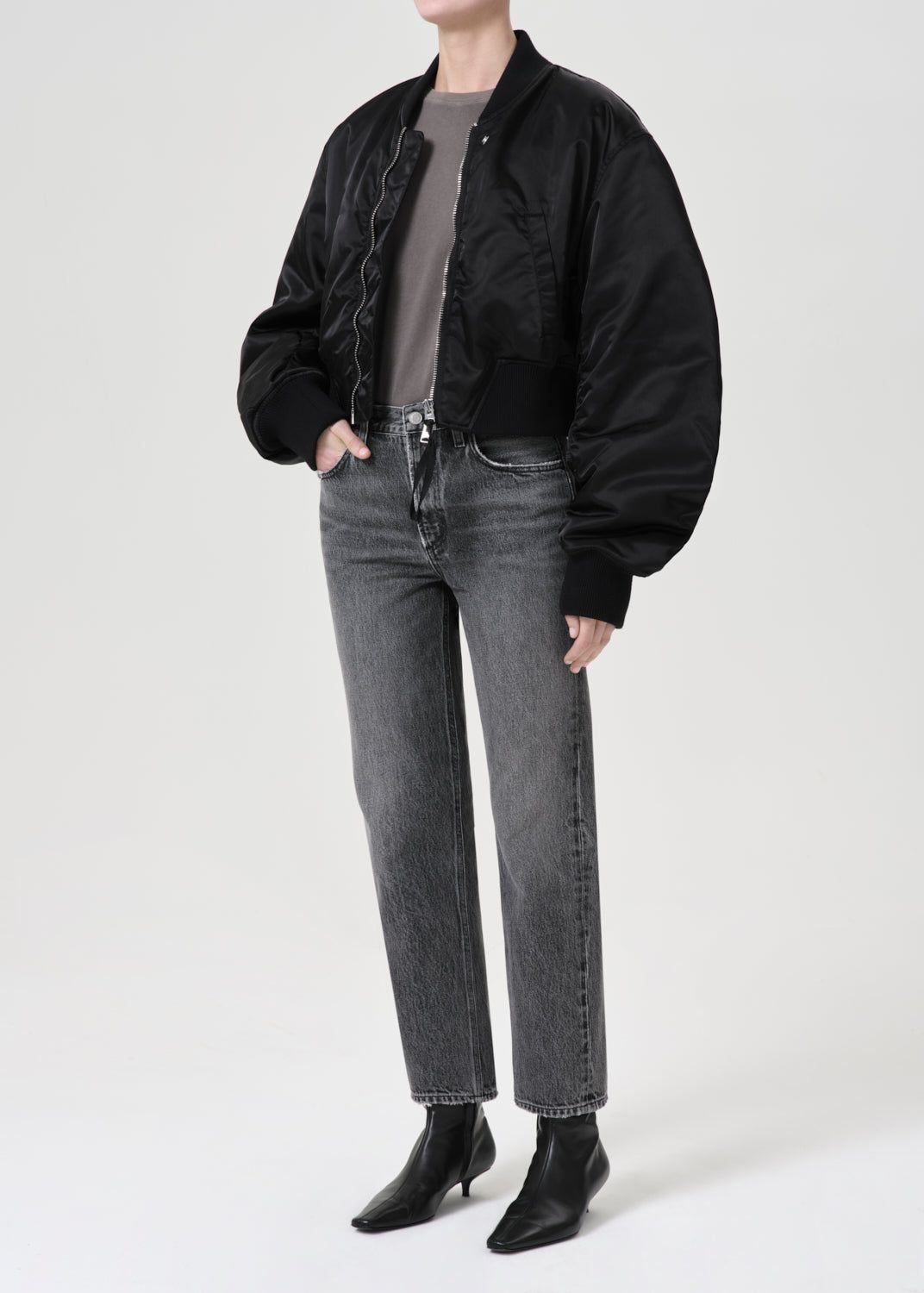 Vestes Agolde Jett Bomber Jacket Femme Noir | OTRSG-2487