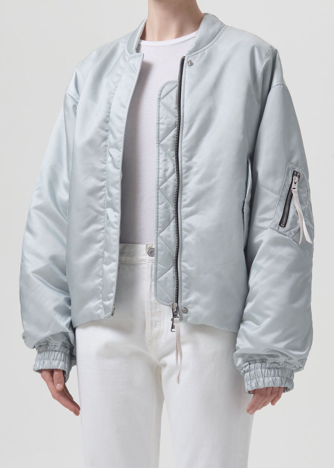Vestes Agolde Shoreditch Ski Club Nisa Bomber Jacket Femme Oyster | ROBUJ-3406
