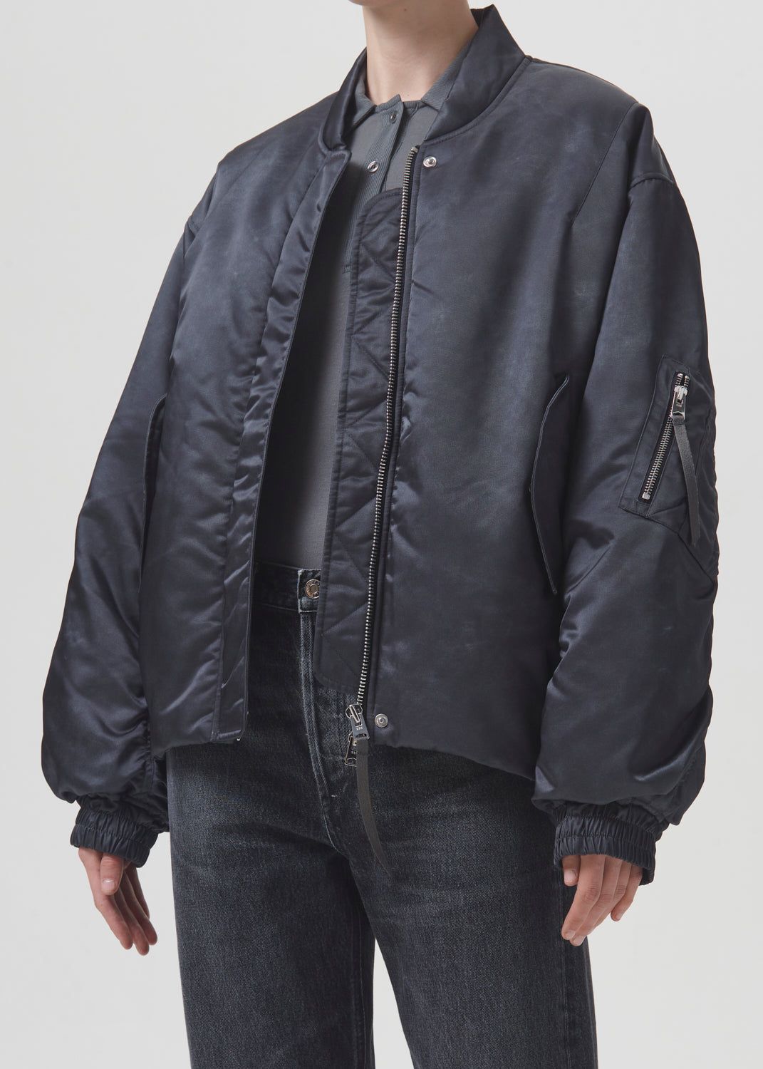 Vestes Agolde Shoreditch Ski Club Nisa Bomber Jacket Femme Slate | GNVIA-5260
